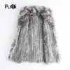 Fur CT903 Pudi New Autumn Women本物のRabbit Fur Coat with Real Fox Collar Lad