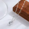 Eenvoudige moderonde gesneden witte kubieke zirkonia cz stenen hanger ketting voor vrouwen banket feest sieraden cadeau