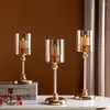 Candle Holders Metal Glass Holder Tall Feet Desktop Crafts Ornaments Candlelight Dinner Modern Home Decoration Accessories