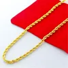 Chaînes CHUANGCHENG 24K Collier en or galvanisé 4mm Chaîne de corde torsadée pour hommes et femmes Cadeau de bijoux de mariage