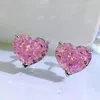 Stud Earrings 2023 Heart-shaped 10 12 Cut High Carbon Diamond Jewelry Level Craft 925 Silver Simple