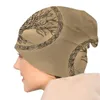 ベレットストリートウェア冬の温かい女性男性編み帽子ユニセックス大人の生命の木セピア頭蓋