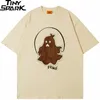 Herr t-shirts män streetwear tshirt harajuku roliga spöke broderier t-shirt bomull hiphop toppar tees sommar t-shirt beige svart vit 230426