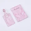 Lover para paszportowa walizki Zestaw Zestaw Pu Marble Women Men Traveling Bagage Tagpor Passport Covers Akcesoria uchwytu