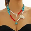 Long collier pendentif Turquoise chaîne de chandail ethnique bohème collier de perles Turquoise naturelle cadeau de bijoux haut de gamme