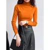 Soft glutinous mask T-shirt for early autumn, new basic style, simple inner layer, slim half-turtleneck base shirt for women