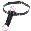 HotSelling SM Bondage andas Double Head Realistic Dildo Mouth Ball Gag With Pu Strap Fetish Costume Restraint Toys