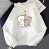Kvinnors hoodies tröjor mochi persika och goma söt katt tryckt huvor män kvinnor hoodies plus size sweatshirt tonåring pullover unisex hösten varm streetwear