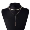 Ketten Bohemia Gold Long Bar Choker Halskette für Frauen Anhänger Schmuck Double Layer Set Initial Disc GiftChains