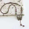 Цепочки для женщин, ожерелье, китайский винтажный керамический кулон в виде бабочки, длинная цепочка для свитера, аксессуар с кисточкой Hanfu