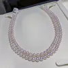 Chains Fashion Long Necklace Round 7-7.5mm Natural Seawater Akoya White Pearls Necklaces For Women Fine Jewelry Gifts