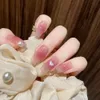 False Nails 24PCSBox Artificial With Glue Milky White Pink Gradients Long Ballet Full Cover Acrylic Stick Fake Tips 230425