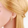 Stud Earrings FLOLA Copper Zircon Palm Tree For Women CZ Rhinestone Round Ear Studs Gold Plated Jewelry Gifts Ersa230