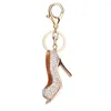 Keychains Fashion Crystal High Heel Rhinestone Keychain Shoe Charm Handtas Keyshouder Hanger Keyring Sieraden Groothandel