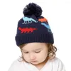 Berets 1-4T Baby Boy Girl Beanie Шляпа 2023 Зимние теплые детские шляпы и кепки Жаккард хлопковой подклад