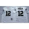 Football américain porter Ken Stabler 12 maillots retour hommes blanc chemise noire mitchell ness taille adulte jersey cousu ordre de mélange