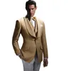 2023 Marron Hommes Costumes Slim Fit Deux Pièces Châle Revers Affaires Formelle Smoking Professionnel Grooms Robe De Mariage Costume Costume Homme Pantalon Blanc