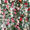 Fiori decorativi Foglie verdi Realistico Falso Rose Vine Multi-colore Opzionale Bella seta Grandi rose artificiali Ful