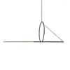 Pendant Lamps Modern And Unique Geometric Line-Shaped Droplight Nordic Designer Minimalist Led Restaurant Bar Long Chandelier