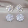 Ohrstecker Korea Design Modeschmuck 14 Karat vergoldet Luxus Rosa Zirkon Blumen Elegante Frauen Hochzeit Zubehör