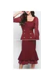 Casual Dresses 2023 Womens Vintage Claret Mermaid Bodycon Dress Spring Women Square Collar Mid Calf Fitted Office Vestidos