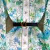 İlkbahar/Yaz Retro Saray Tarzı Elbise Zarif Fener Uzun Kollu Duran Boyun Bel Suyu Çözünür Hook Çiçek Hollow A-line Elbise