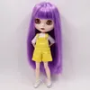 Poupées ICY DBS Blyth poupée 1/6 BJD blanc/beige peau 19 articulations corps brillant/givré visage violet cheveux longs raides bricolage jouet poupées pour les filles 230426