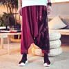 Roupas étnicas estilo japonês harajuku perna larga harém calças samurai haori masculino masculino chinês hanfu calça solta asiático casual asiático