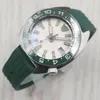 Orologi da polso 41MM Logo personalizzato NH35 Movimento Datario Quadrante verde Vetro zaffiro Cinturino in caucciù Orologio meccanico automatico luminoso