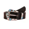 Belts Blue Gem Inlaid PU Leather Thin Belt For Women Black Versatile Skirt Jeans Men Accessories 3 100CM