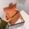 Lambskin quiltad mini Pearl Crush Flap Bags Rectangular/Square 18cm äkta läder av hög kvalitet lyxdesigner kosmetisk handväska utomhus sacoche handväskor