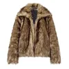 Futra męskiego Faux Fur Płaszcz Saccoon Hair Short Wolf Casual Warm Osobowość kurtka 231124