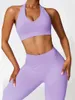 Set attivi Set da yoga in 2 pezzi Tuta da donna Abbigliamento sportivo Senza maniche Reggiseno push up Leggings Tuta Allenamento in palestra Sport Fitness Corsa