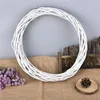 Decorative Flowers 10-30CM Wedding Wreaths Vine Ring Ornaments Window Door Garland Hanging Wreath Wicker Christmas Rattan White