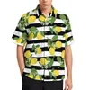 Chemises décontractées pour hommes Motif rayé abstrait Chemise de vacances Rayures noires et blanches Blouses fantaisie hawaïennes Tops graphiques Taille Plus
