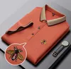 Polos pour hommes) luxe nouvelle marque à manches courtes T-shirt hommes abeille polo 100% coton revers affaires coréen vêtements pour hommes