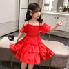 Girl Dresses 2023 Arrival Girls Princess Dress Children Party Wear Red Black Kids Wedding For Baby 4 5 9 11 13 Years Old