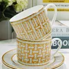 Mugs Drop Pemasok Klasik Mosaik Cangkir Teh dan Piring Emas Keramik Mug Kreatif Peralatan Makan dengan Kotak Hadiah Gratis Pengiriman 230425