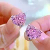 Stud Earrings 2023 Heart-shaped 10 12 Cut High Carbon Diamond Jewelry Level Craft 925 Silver Simple