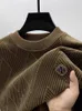 Herrtröjor avancerad varumärke mode tryckt tröja höst och vinter 2023 trend koreansk avslappnad plysch förtjockad vintage stickad pullover