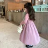 女の子のドレス春秋の女の子ドレス幼児ティーベビーキッズ子供服基本的なリブニットコットンパッチ2-8y