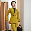 Women's Two Piece Pants Formal Women Business Suits Blazers Femininos Office Ladies Autumn Winter Professional Trousers Set Career Interview