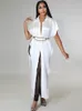 Traje de baño de mujer Traje de baño negro blanco Tapas de tapadera Camisa larga con botones laterales recortadas sexy Blusas de playa de manga corta de moda para mujer Camisas 2