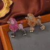 Brooches Morkopela Big Rhinestone Poodle Brooch Dog For Women Cute Puppy Animal Collar Badges Pin 2 Colors Fashion Jewelry Gift