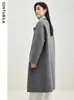 Women's Wool Blends Sentubila Winter 100 Coat for Women 2023 Enkla bekväma varma lapel Double -Faced Woolen Long Jacket Overcoat W34O49911 231124