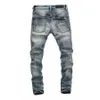 Nouveau jean slim bleu pour hommes jean Cool classique Hip Hop Rock Moto Design décontracté déchiré en détresse Denim Biker jean 412