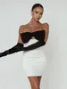 Casual Dresses Sexy White Sleeveless Strapless Bow Off Shoulder Women Tight 2023 Bandage Mini Bodycon Celebrity Club Party Dress Vestidos