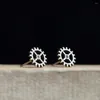 Boucles d'oreilles à tige en argent véritable Steam Rock Gear femmes Punk Vintage fête bijoux de mariage cadeaux pour les filles