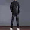 스마트 비즈니스 Tracksuits 간단한 파란색 남자 투피스 세트 봄 가을 데님 재킷과 청바지 패션 슬림 유행 스트레치 남성 의류