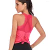 Aktive Shirts, sexy, lockere Passform, Fitness-Weste für Damen, atmungsaktives Mesh-Patchwork, Sport, ärmellos, schnell trocknend, offener sportlicher Yoga-Tanktop